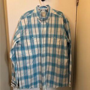 Roper Men’s Blue and White Plaid Button-Up Shirt